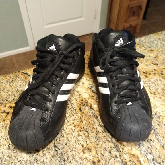 RARE 2003 Adidas Core Black Mens US 9.5 Retro Basketball Sneakers Lace Up 041487 - Picture 2 of 11